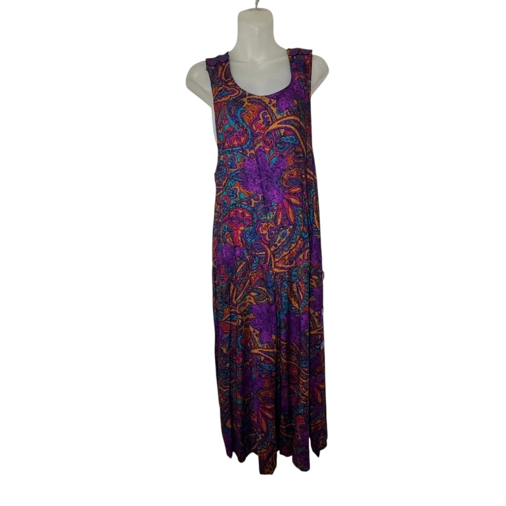 Vintage R.J. Stevens Palazzo Jumper Paisley Wide Leg Boho Cross back Sz 6‎